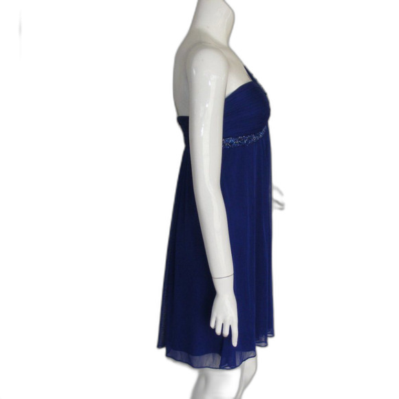 CACHE Evening Dress, XS/S, Blue, Mini, 1 strap, Beaded/Loose, Chiffon - Picture 8 of 11